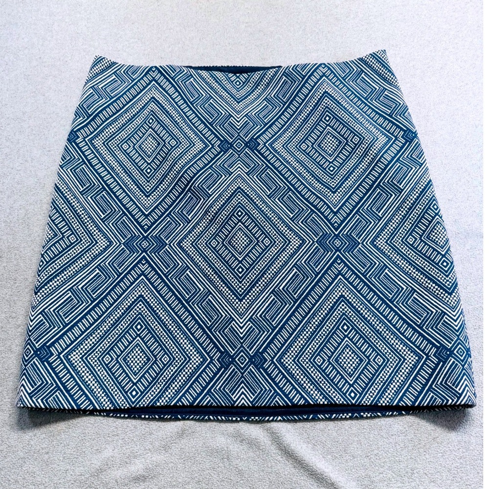 Sevier Skirts Blue Geometric Mini Skirt Womens XL 14/16 Custom Made Retro Office